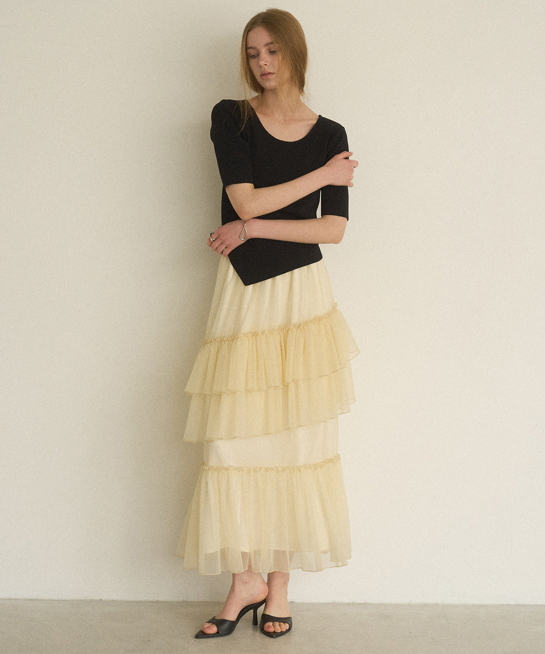 Lame Tulle Tiered Skirt
