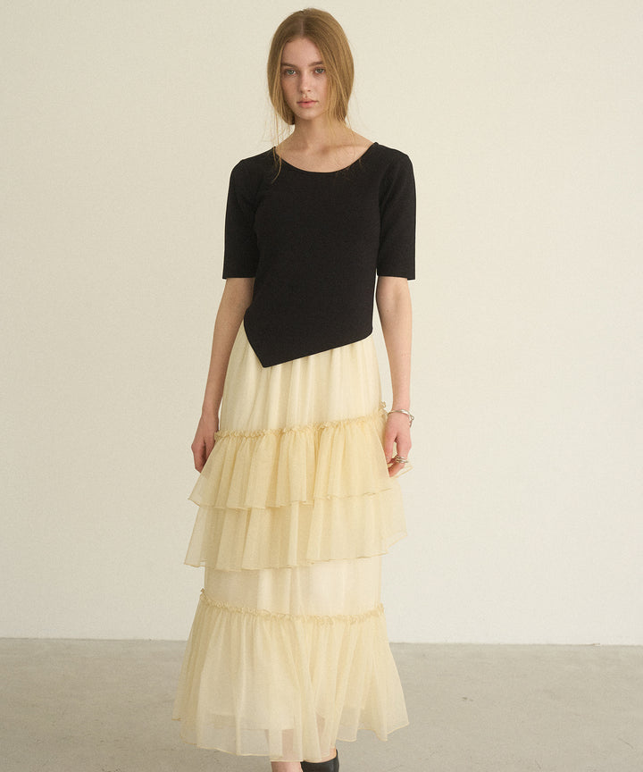 Asymmetry Cutting 2way Tops