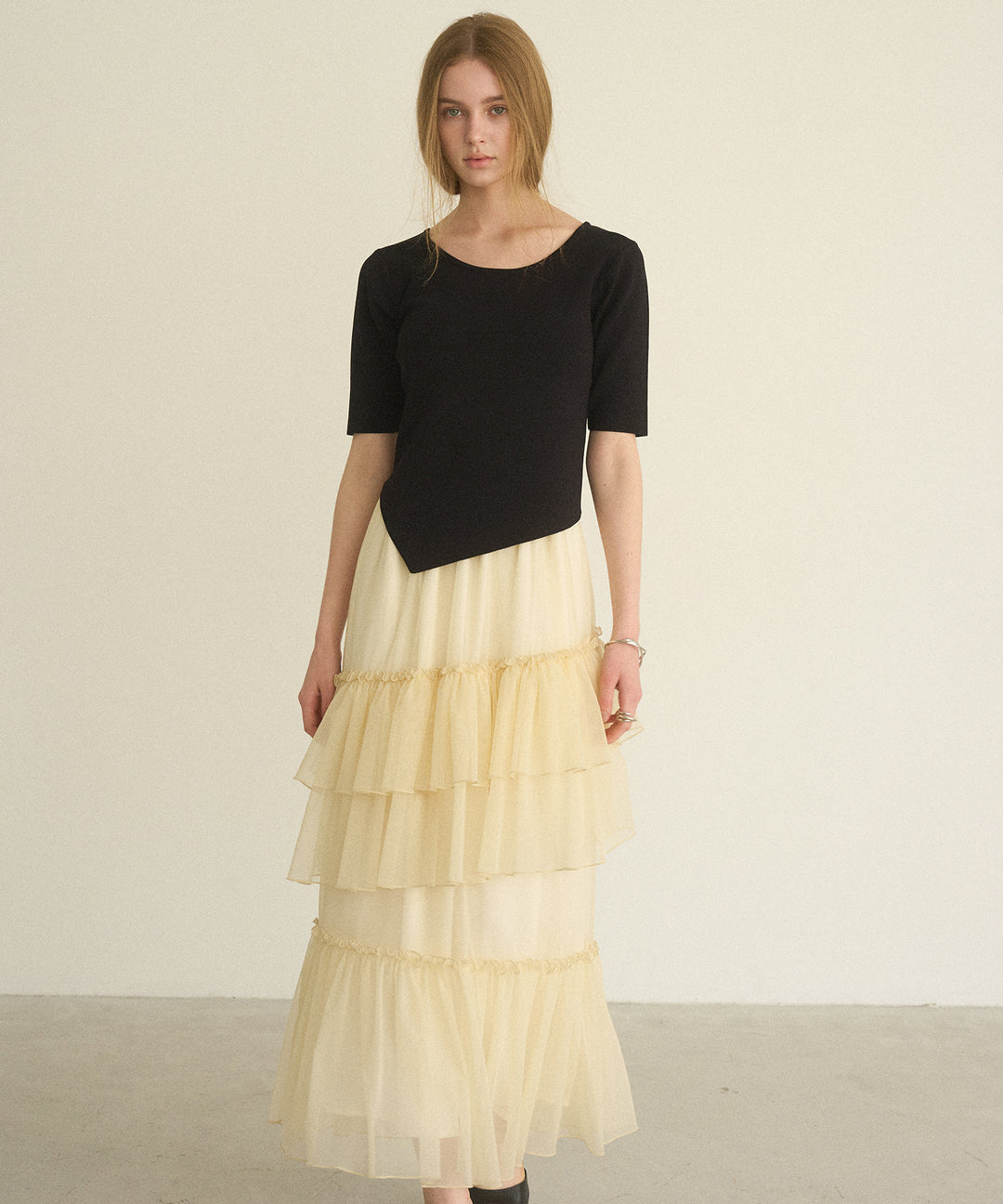Lame Tulle Tiered Skirt