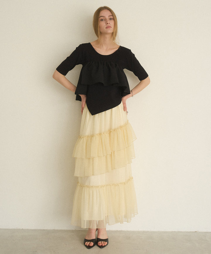 Lame Tulle Tiered Skirt