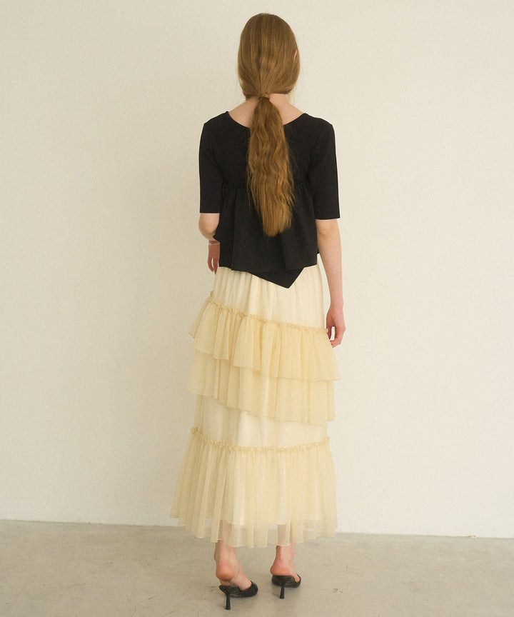 Lame Tulle Tiered Skirt