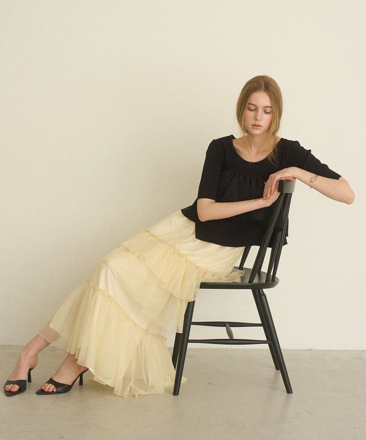 Lame Tulle Tiered Skirt