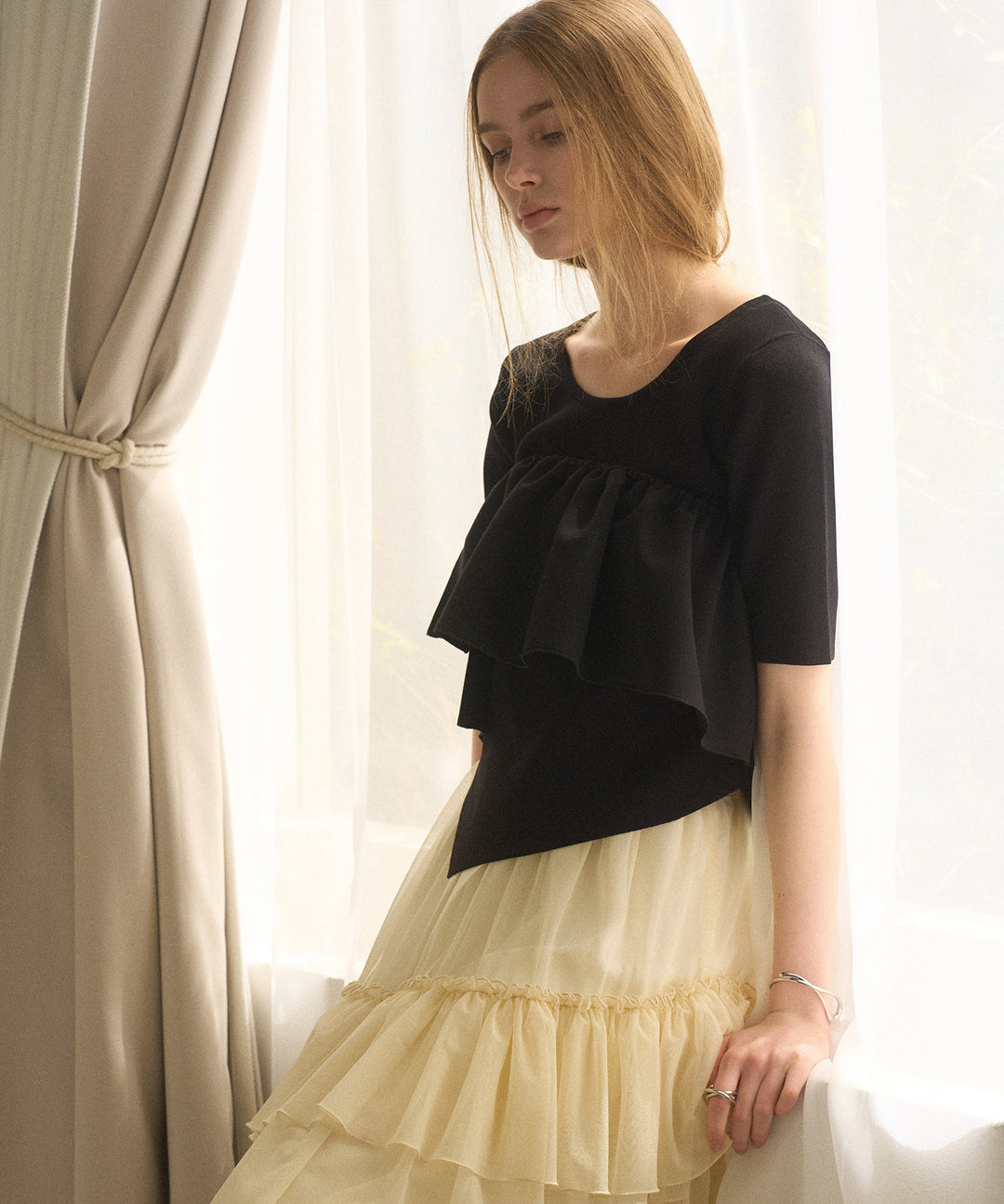 Asymmetry Cutting 2way Tops