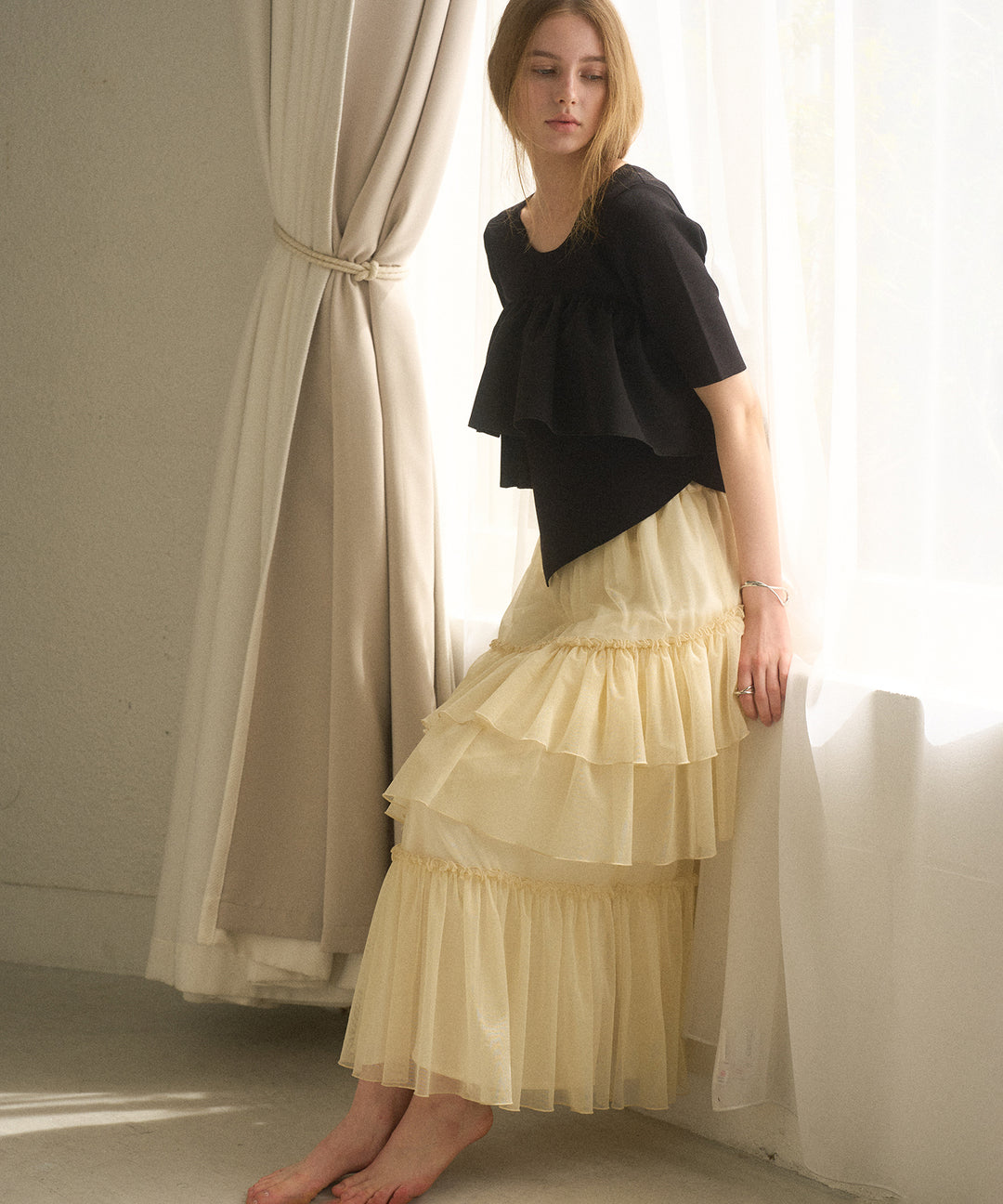 Lame Tulle Tiered Skirt
