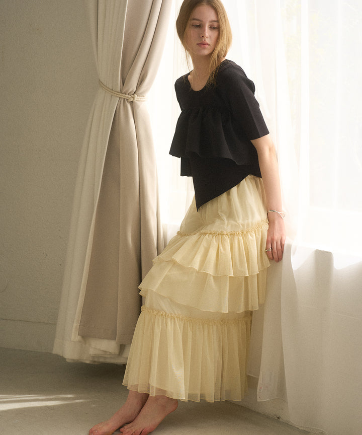 Lame Tulle Tiered Skirt