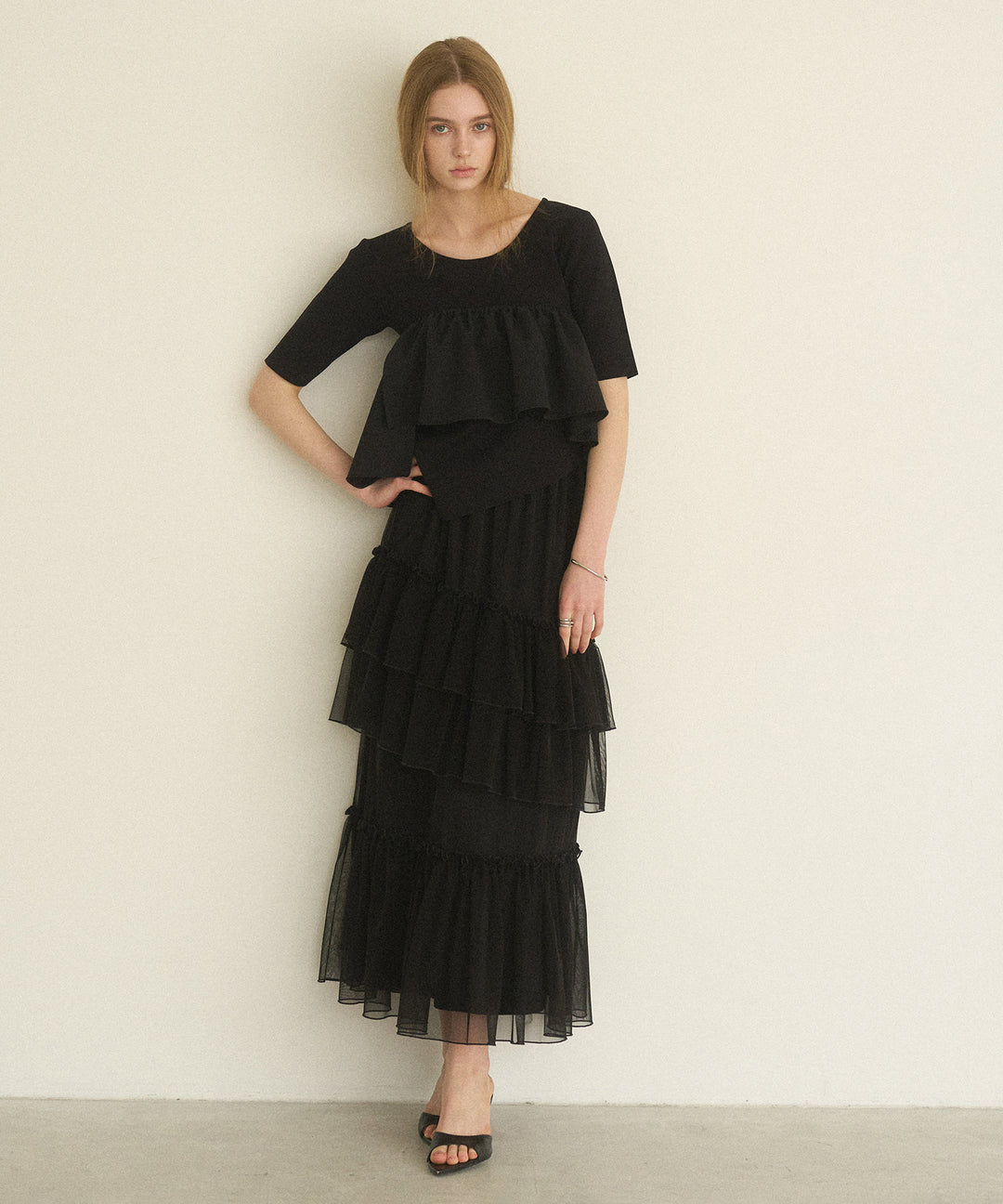 Lame Tulle Tiered Skirt