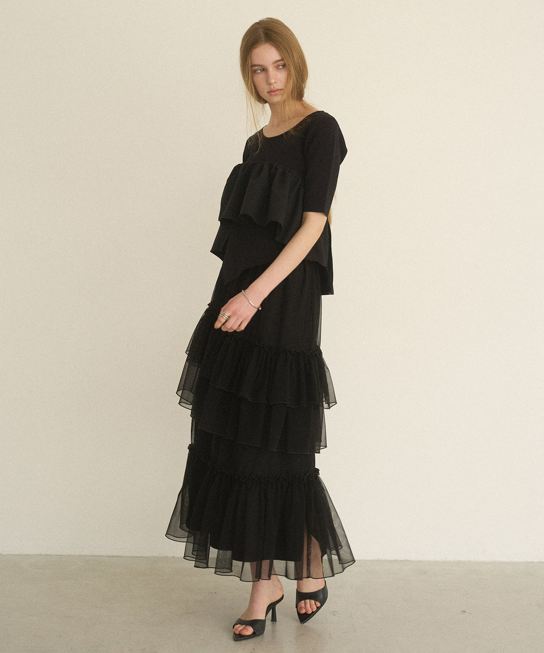 Lame Tulle Tiered Skirt