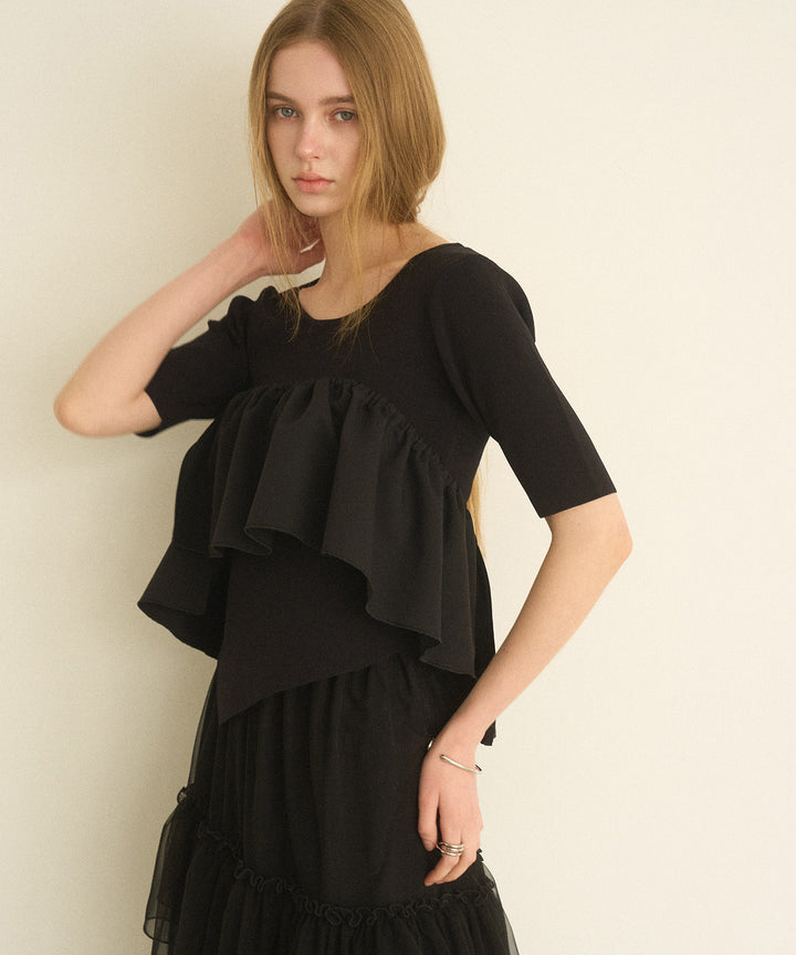 Asymmetry Cutting 2way Tops