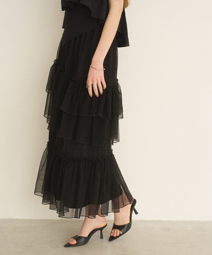 Lame Tulle Tiered Skirt