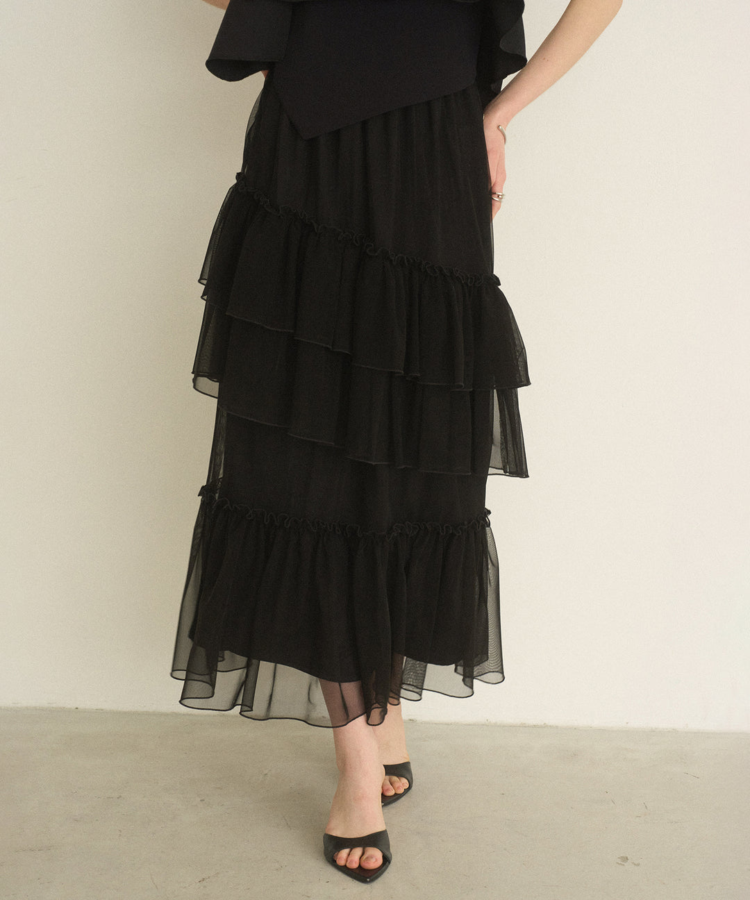 Lame Tulle Tiered Skirt