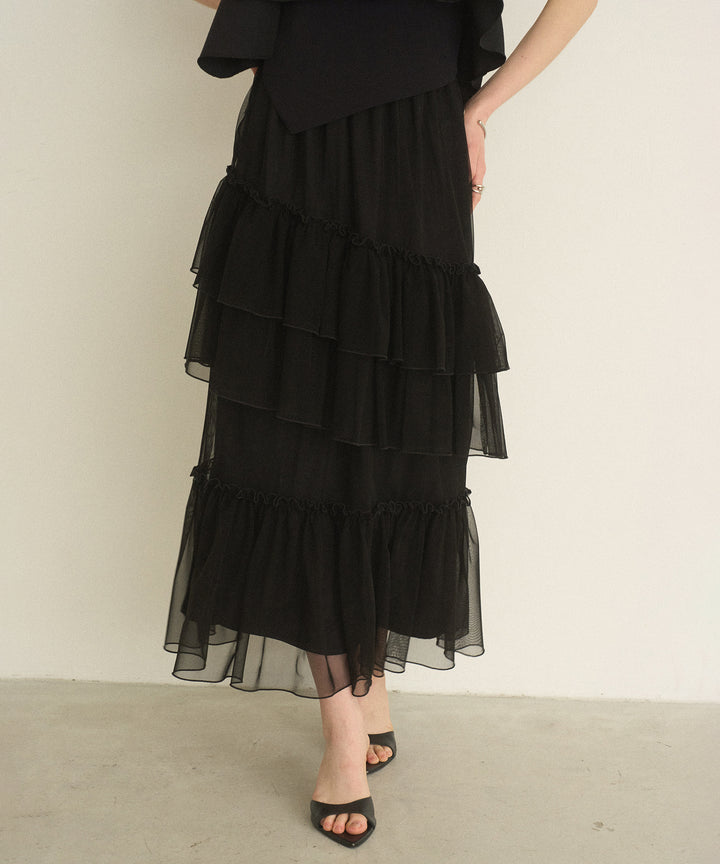 Lame Tulle Tiered Skirt