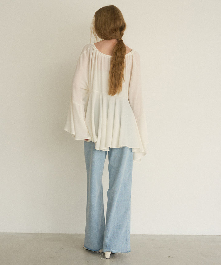 Airy Ciffon Gather Blouse