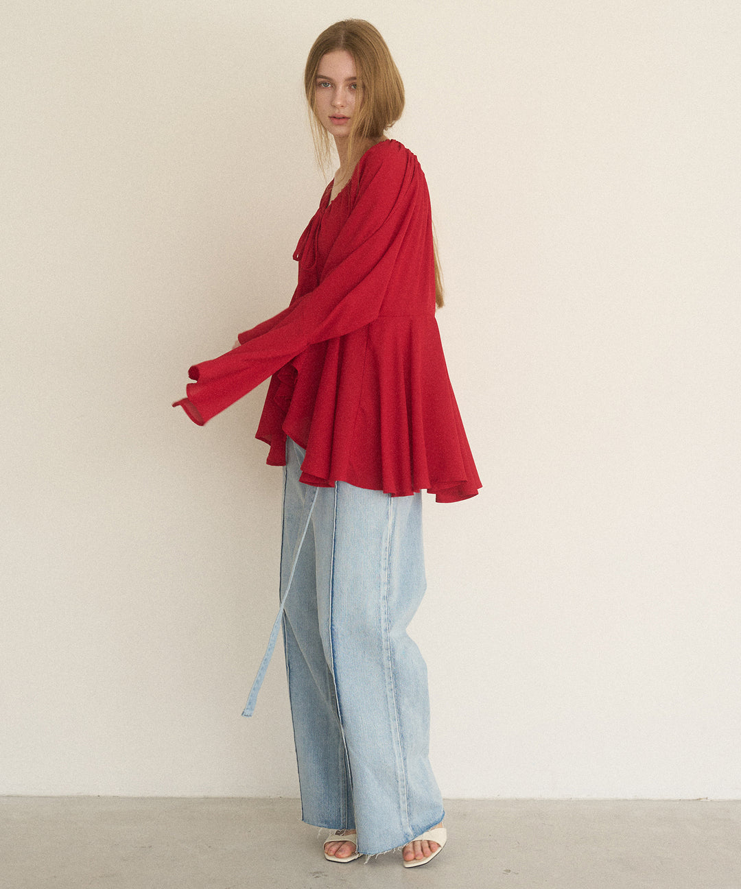 Airy Ciffon Gather Blouse