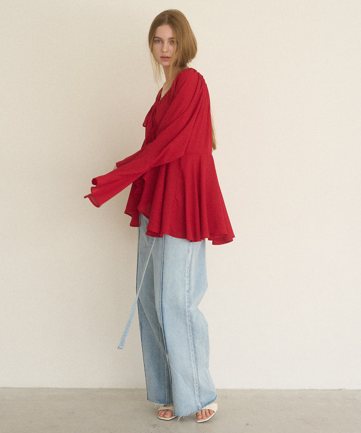 Airy Ciffon Gather Blouse