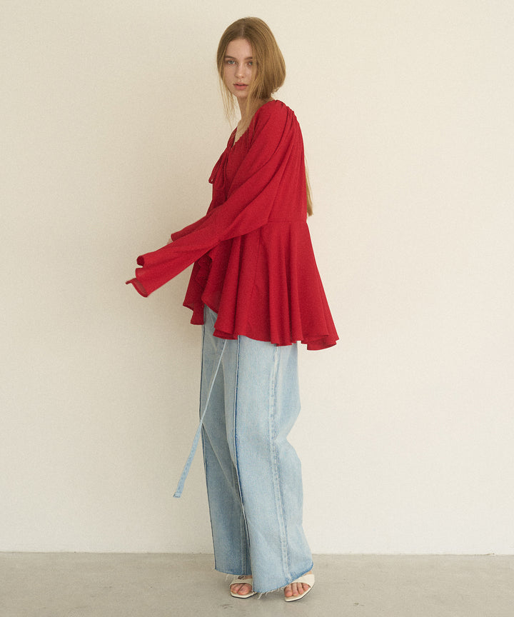 Pintuck Semiwide ICE Bleach Jeans