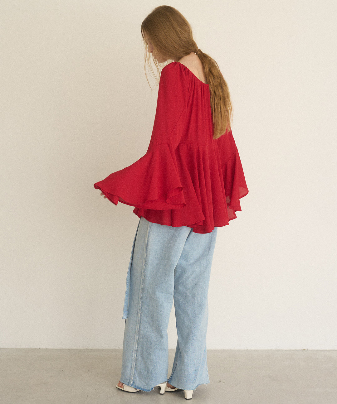 Airy Ciffon Gather Blouse