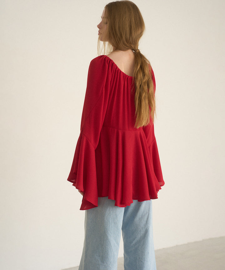 Airy Ciffon Gather Blouse