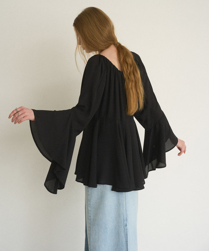 Airy Ciffon Gather Blouse