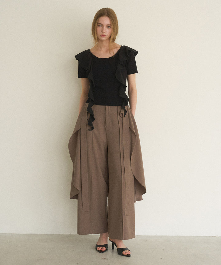 Cape Ribbon Pintuck Pants