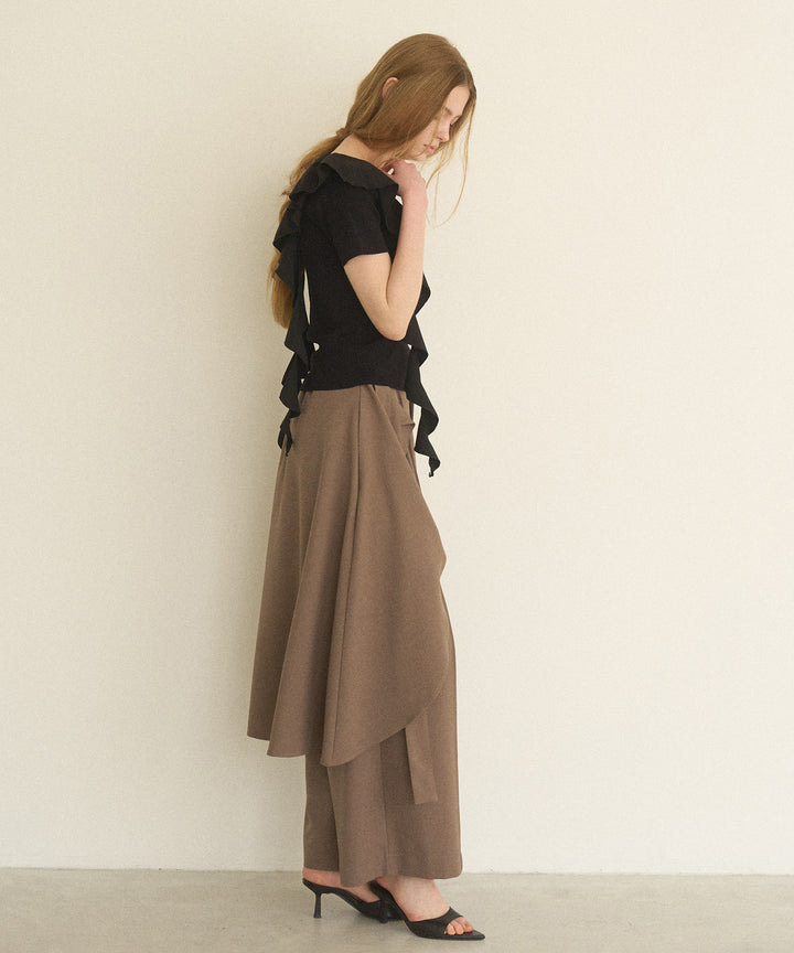 Cape Ribbon Pintuck Pants