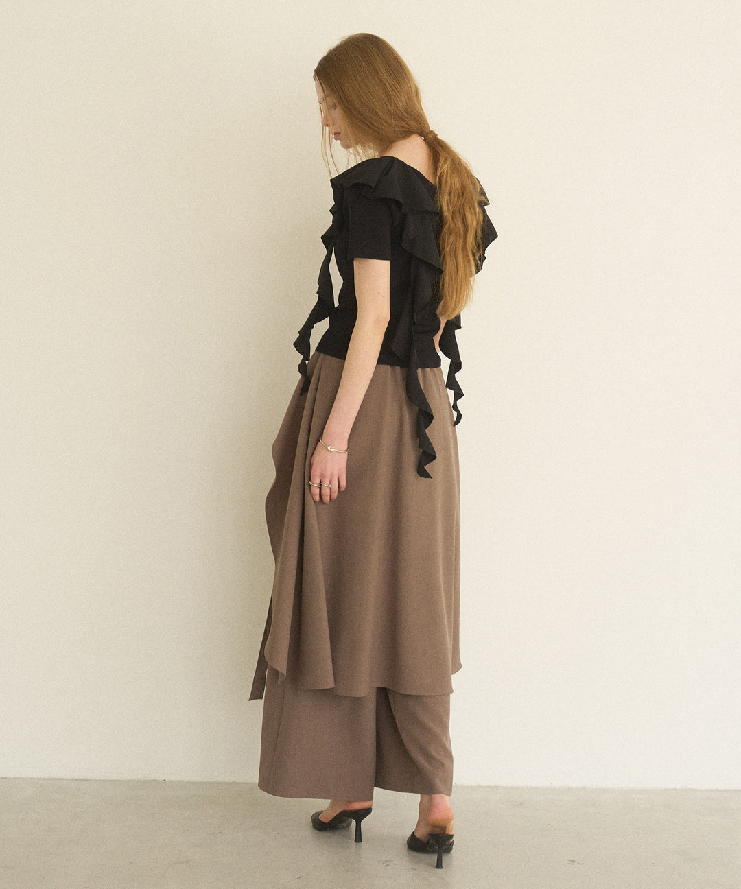 Cape Ribbon Pintuck Pants