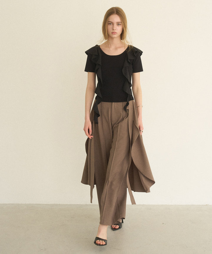 Cape Ribbon Pintuck Pants