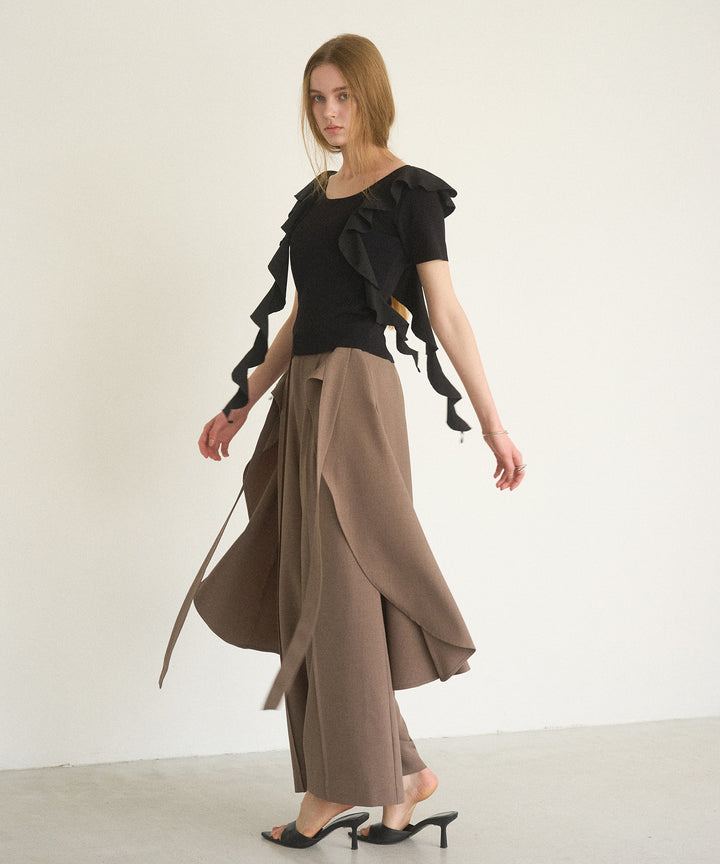 Cape Ribbon Pintuck Pants