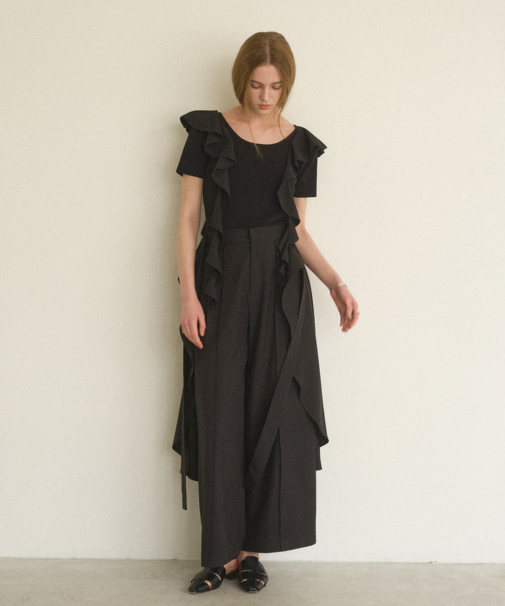 Cape Ribbon Pintuck Pants