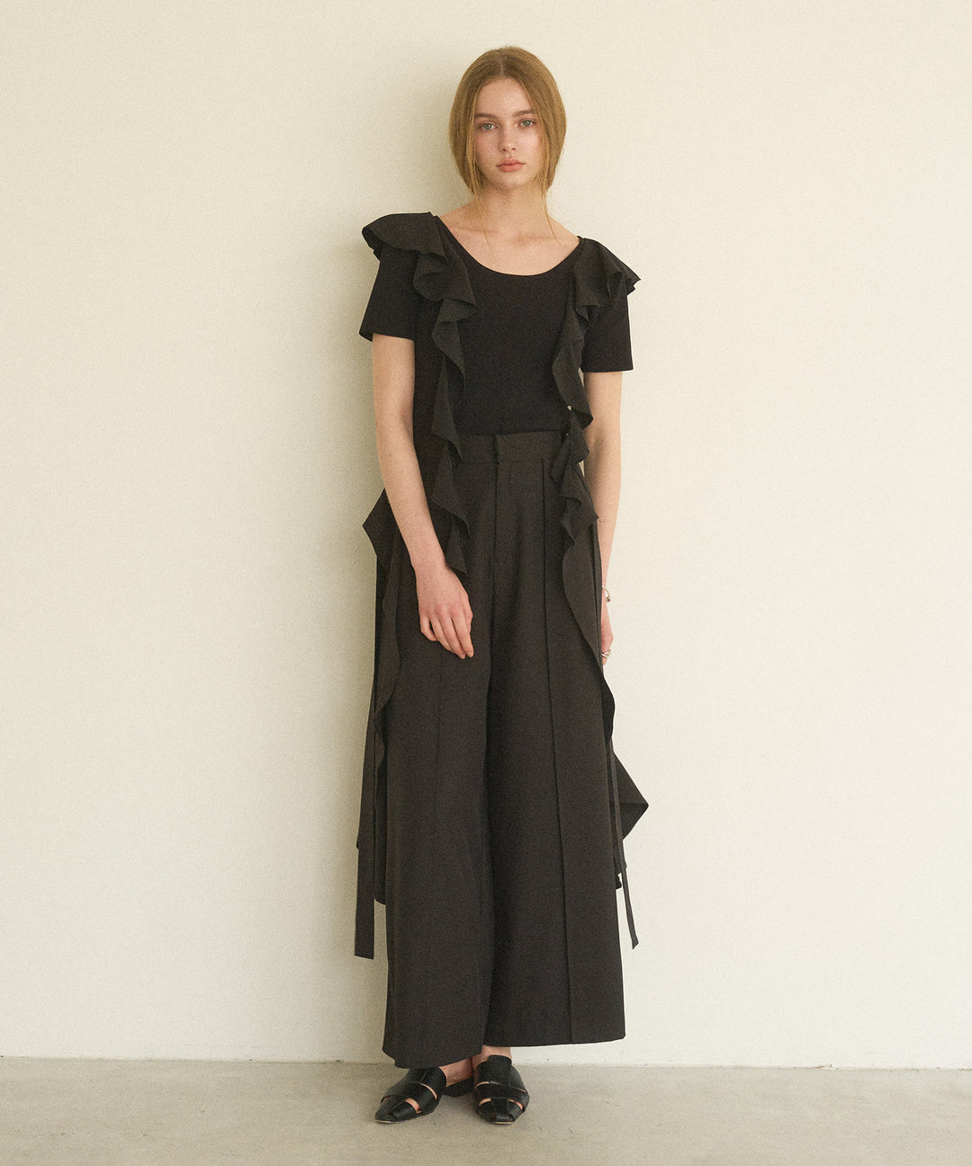 Cape Ribbon Pintuck Pants