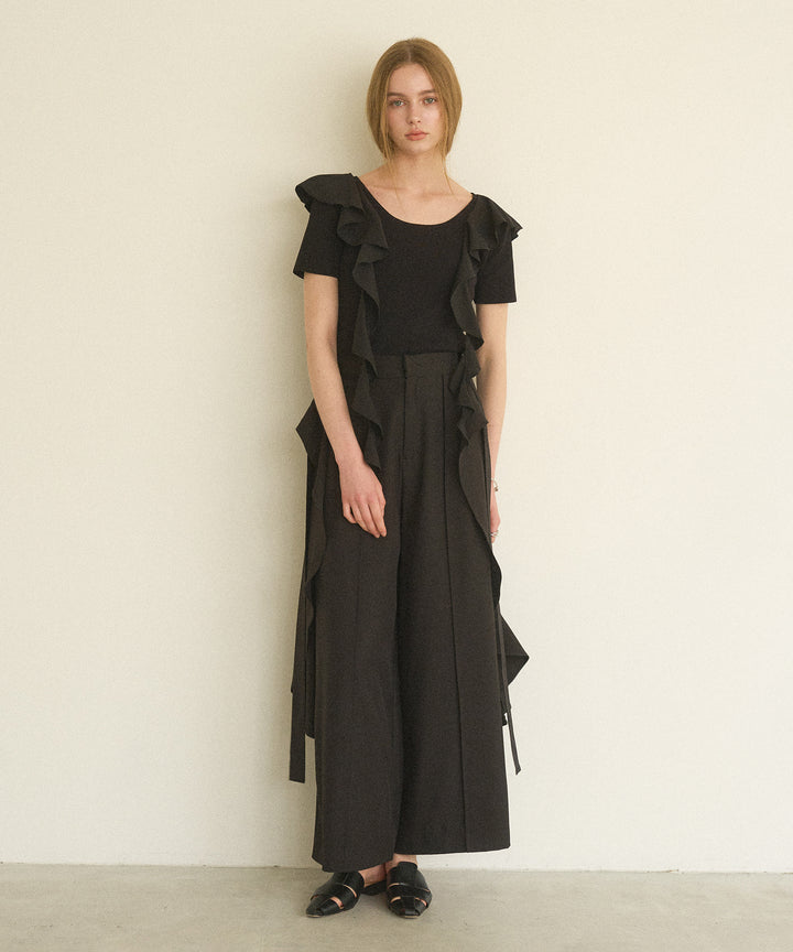 Cape Ribbon Pintuck Pants