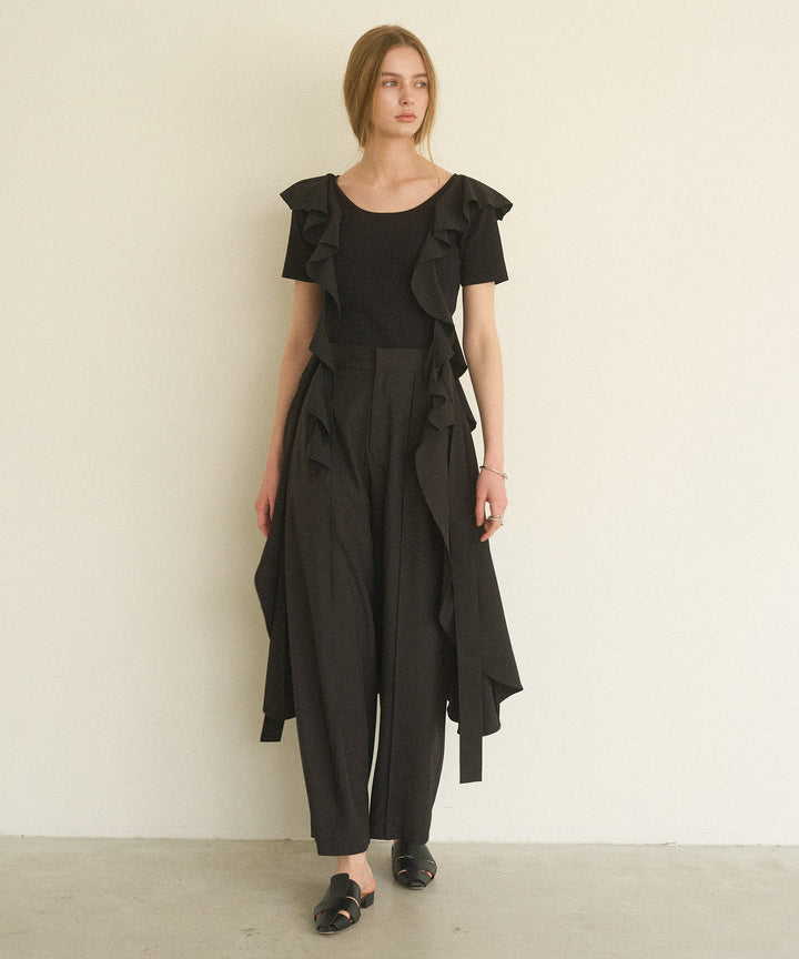 Cape Ribbon Pintuck Pants