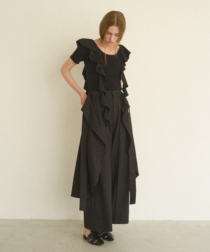 Cape Ribbon Pintuck Pants