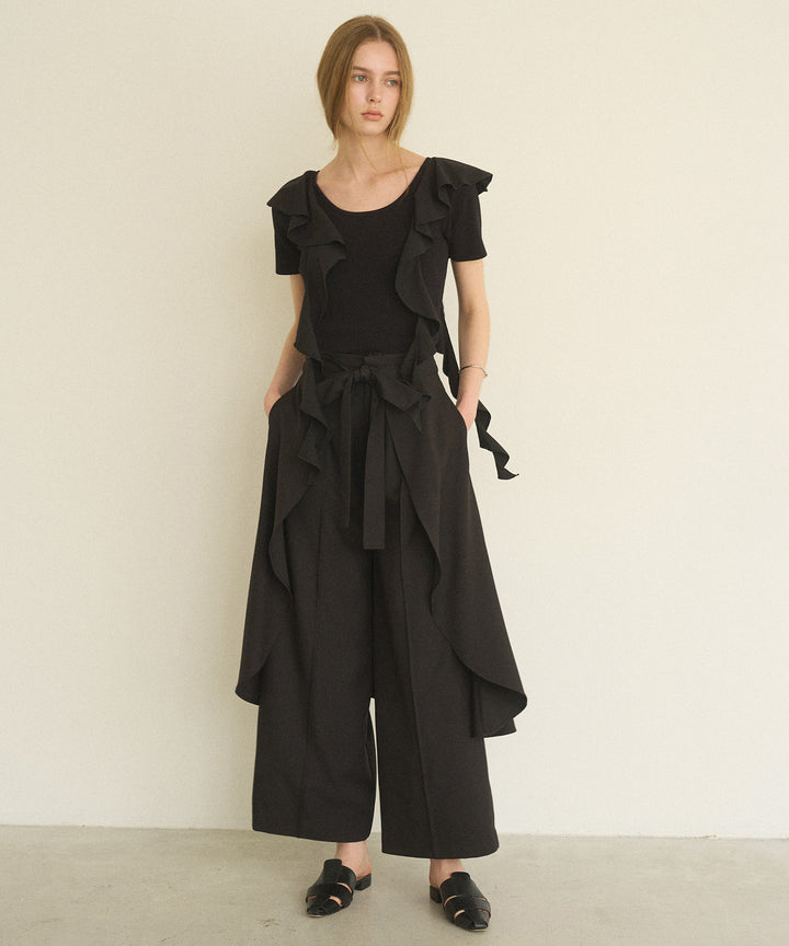 Cape Ribbon Pintuck Pants
