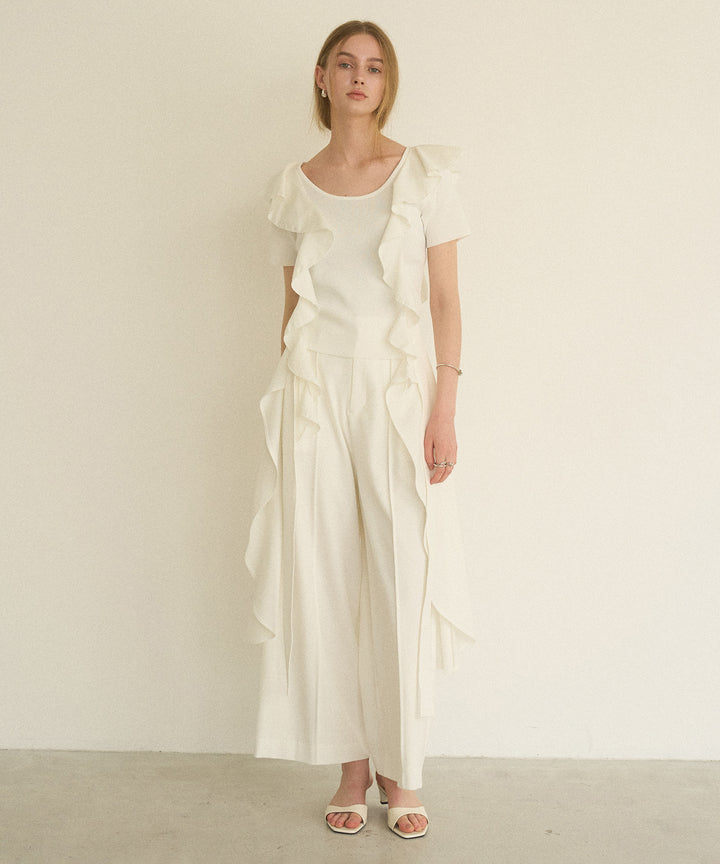 Cape Ribbon Pintuck Pants