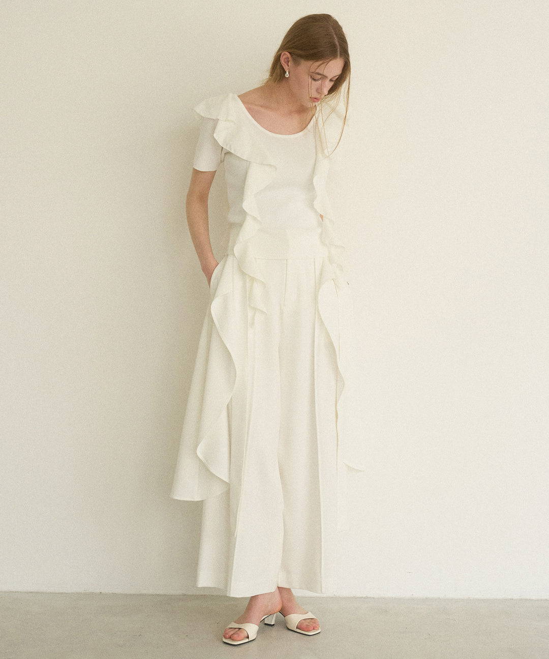 Cape Ribbon Pintuck Pants