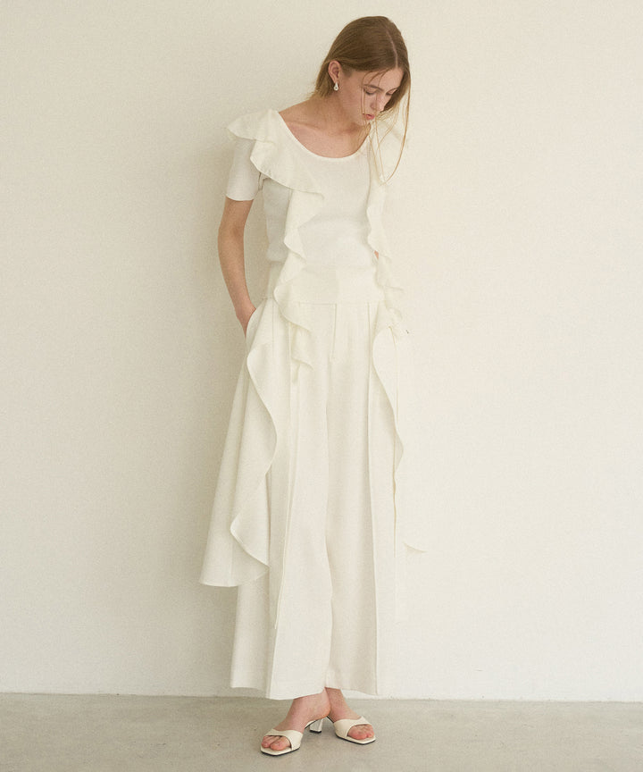 Cape Ribbon Pintuck Pants