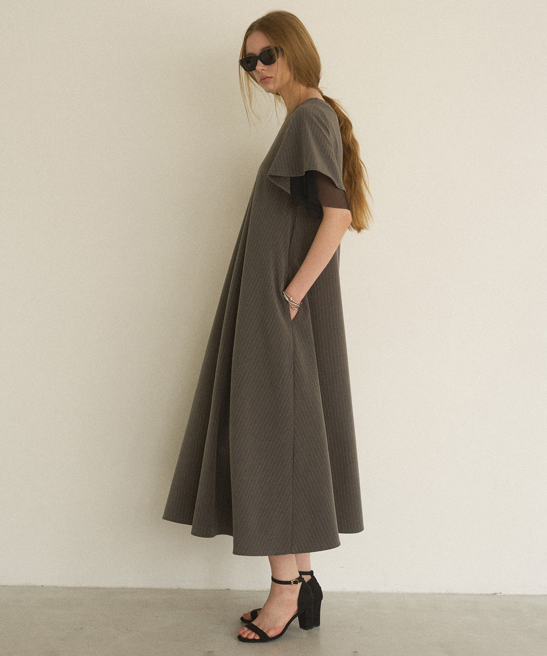 Pinstripe Flare Dress