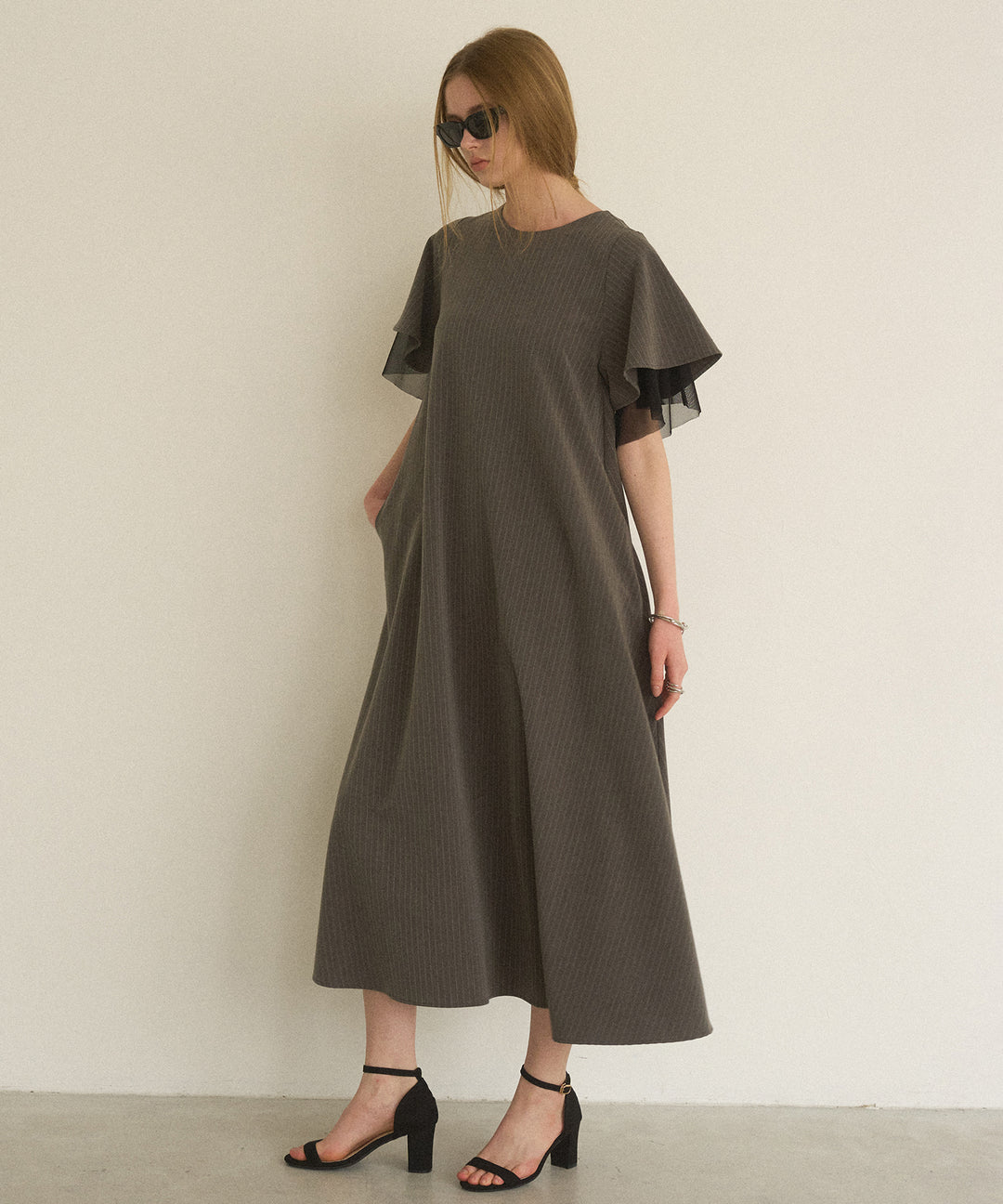 Pinstripe Flare Dress