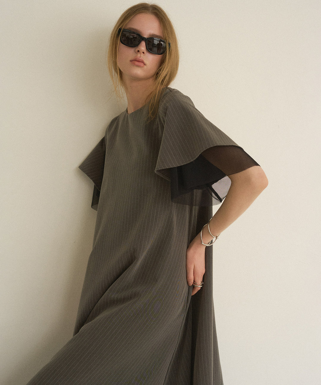 Pinstripe Flare Dress