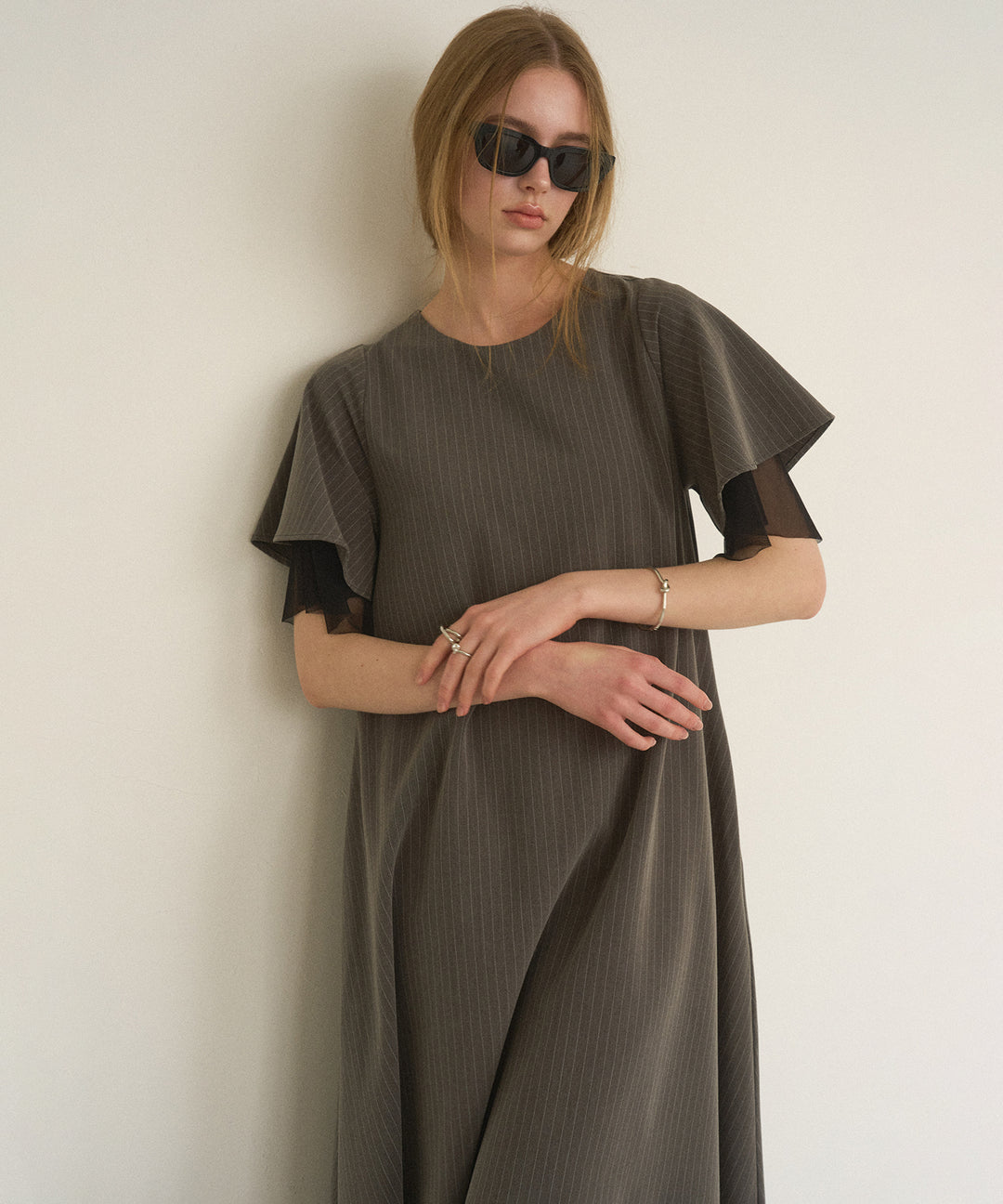 Pinstripe Flare Dress