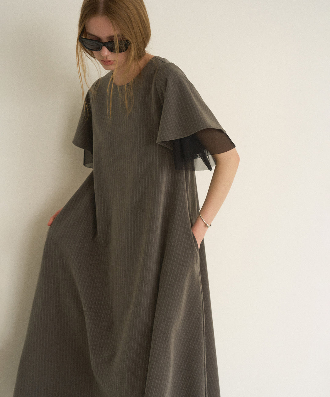 Pinstripe Flare Dress