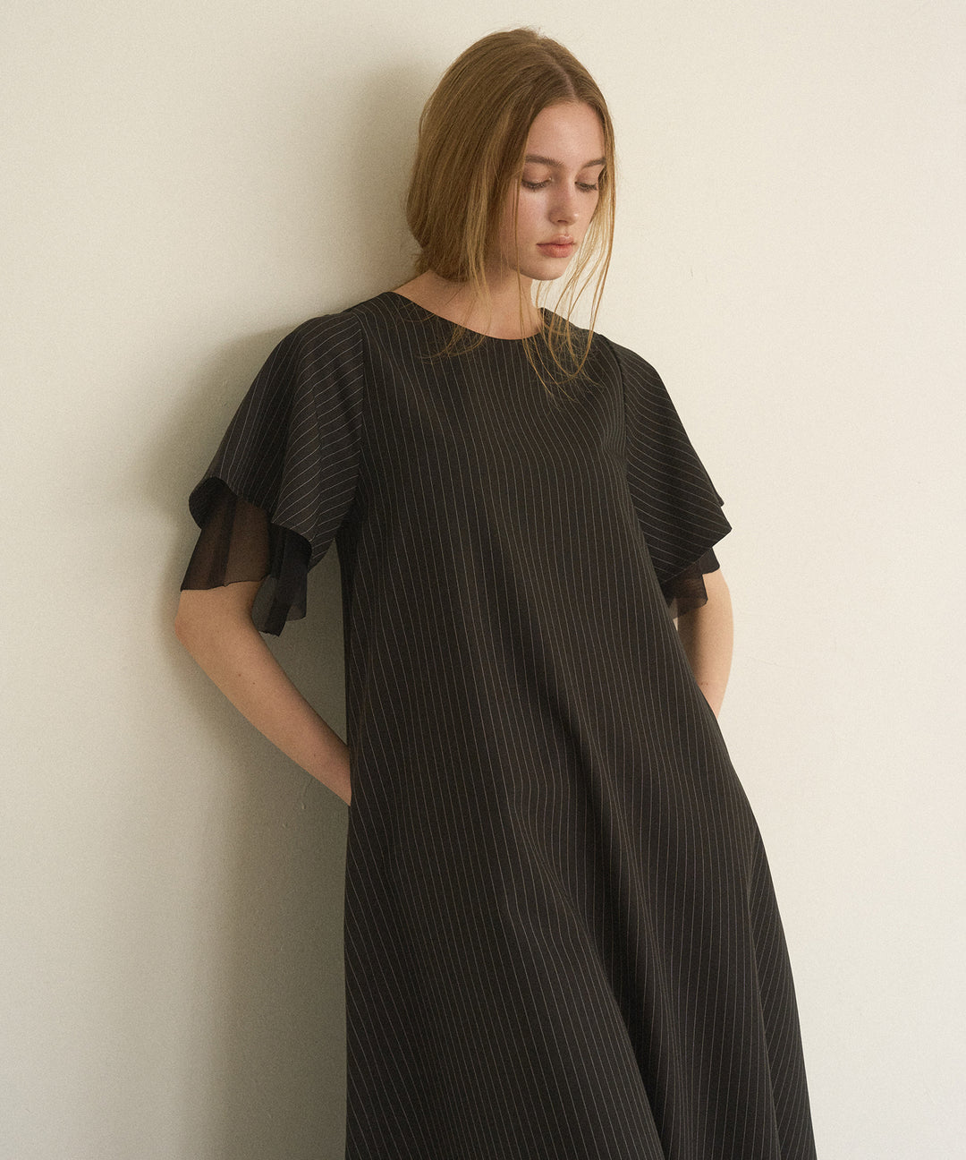 Pinstripe Flare Dress