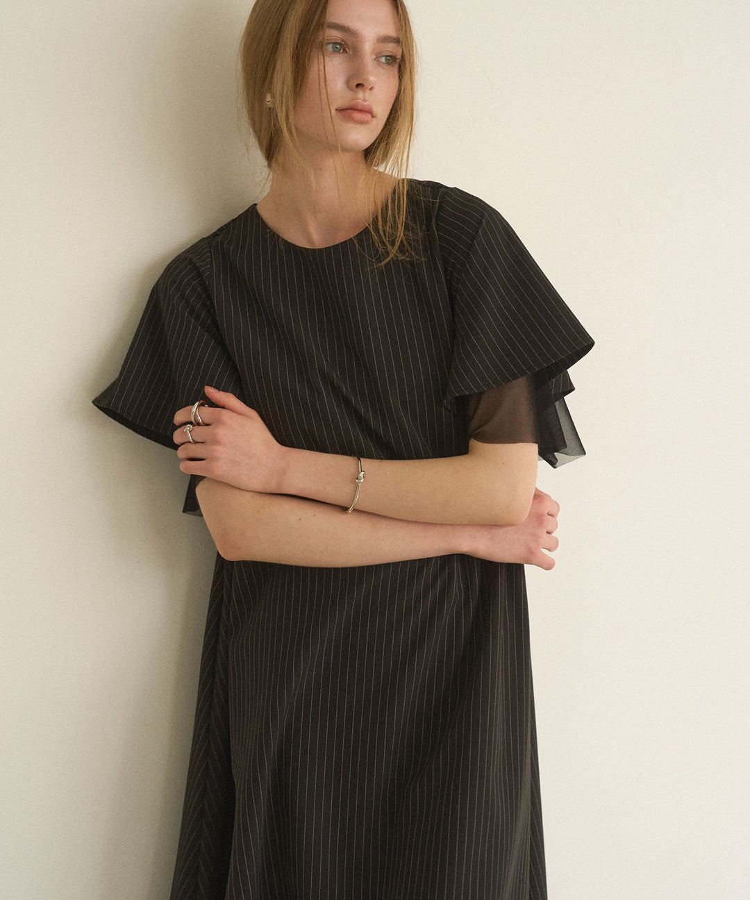 Pinstripe Flare Dress