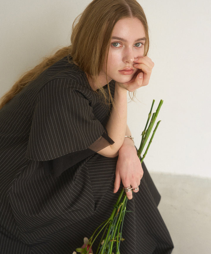 Pinstripe Flare Dress