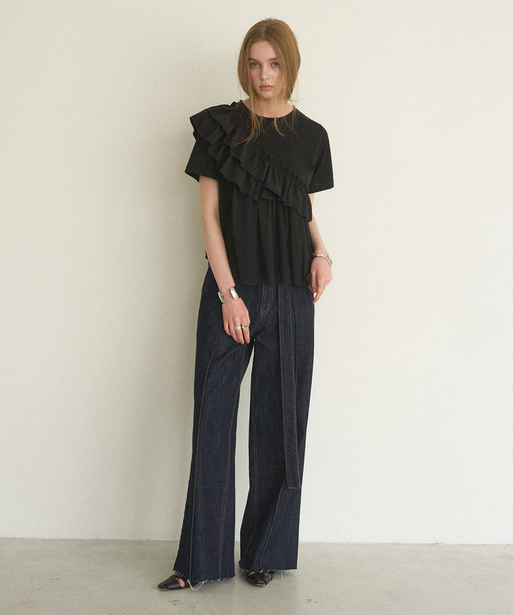 Pintuck Semiwide Jeans