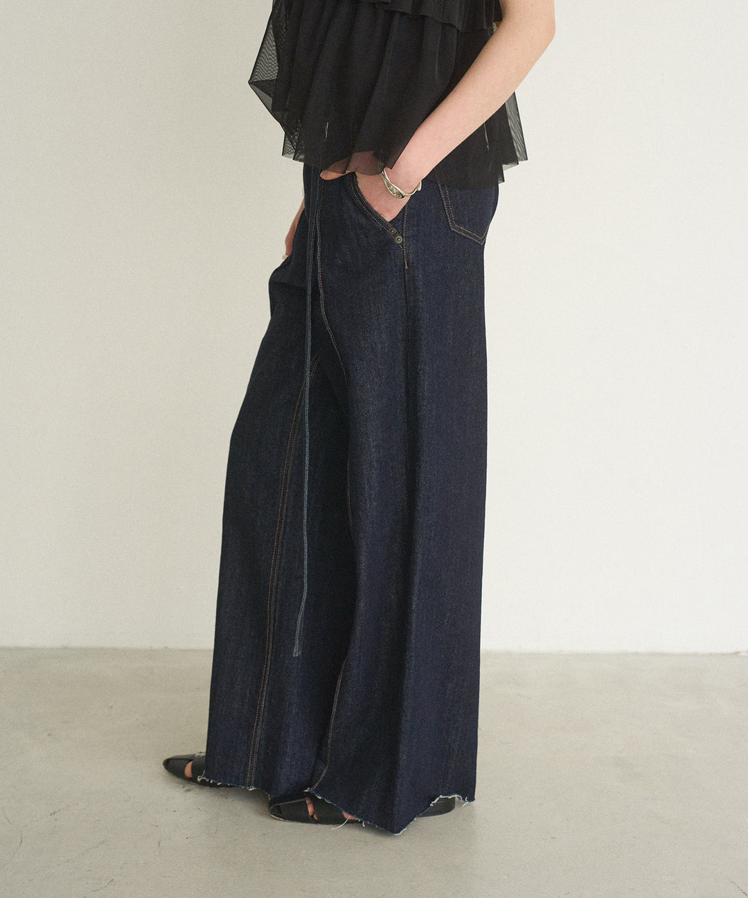 Pintuck Semiwide Jeans