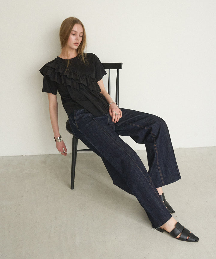 Pintuck Semiwide Jeans