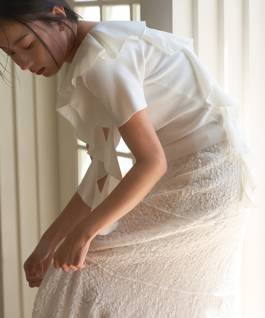 Stretch Bumpy Lace Skirt