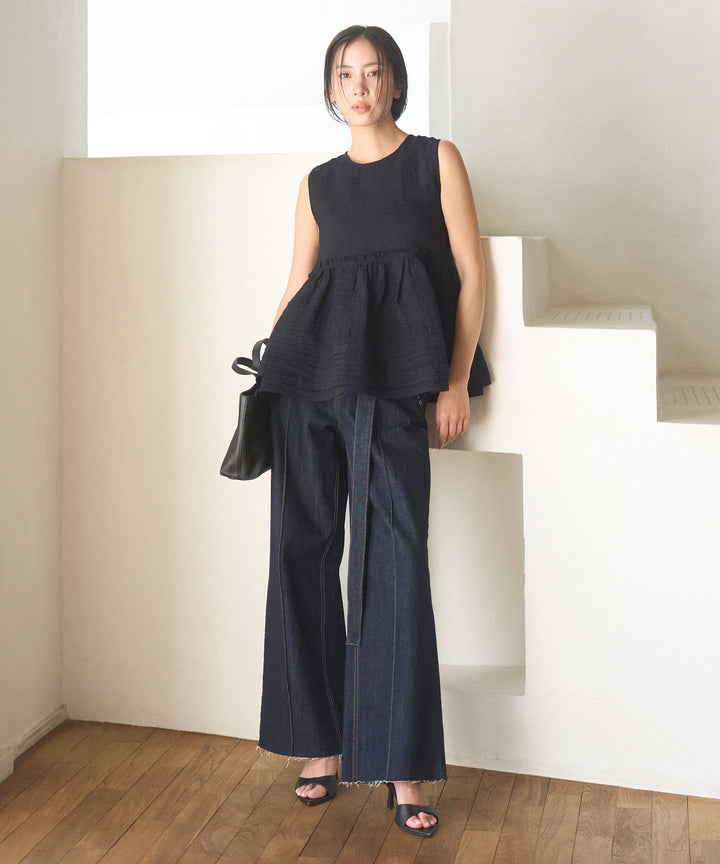 【INDIA made】Bumpy Semisheer Peplum Tops