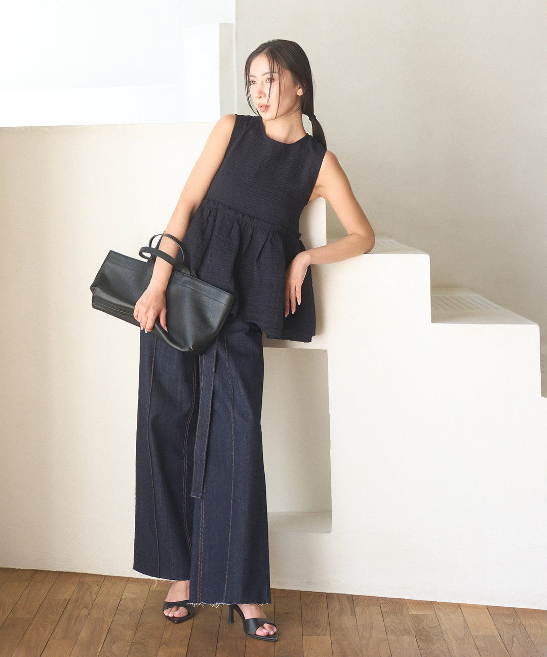 【INDIA made】Bumpy Semisheer Peplum Tops